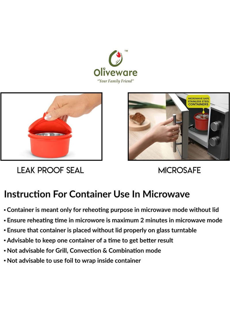 Oliveware Boss Lunch Box - Red | Steel Range | Microwave Safe & Leak Proof | 3 Air-Tight Containers with Bag | Keep Food Hot | School, College & Office Use