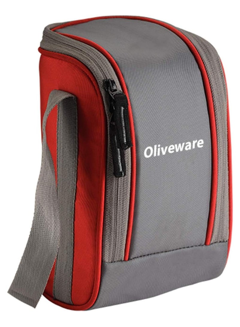 Oliveware Boss Lunch Box - Red | Steel Range | Microwave Safe & Leak Proof | 3 Air-Tight Containers with Bag | Keep Food Hot | School, College & Office Use