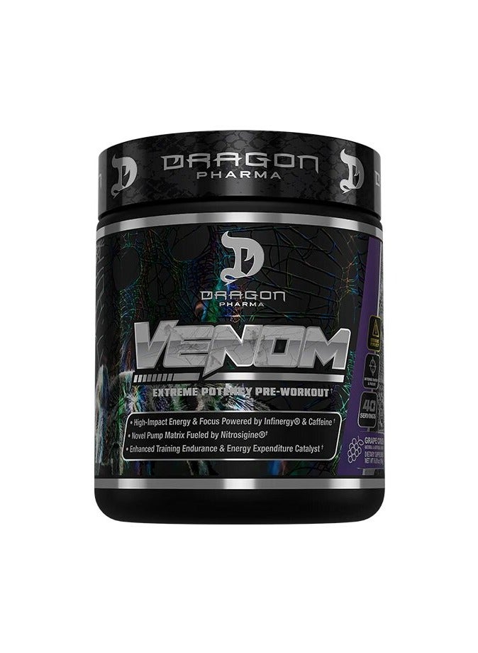 Dragon Pharma Venom Pre-Workout Grape Crush Flavor 40 Serving