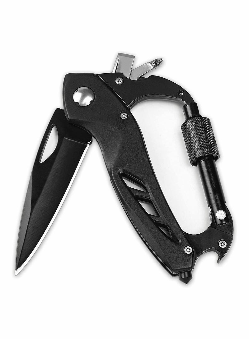 Multitool Carabiner with Pocket Knife EDC Carabiners Keychain with Folding Knives Bottle Opener Window Breaker and Screwdriver for Men Survival Gear for Outdoor Camping Hiking