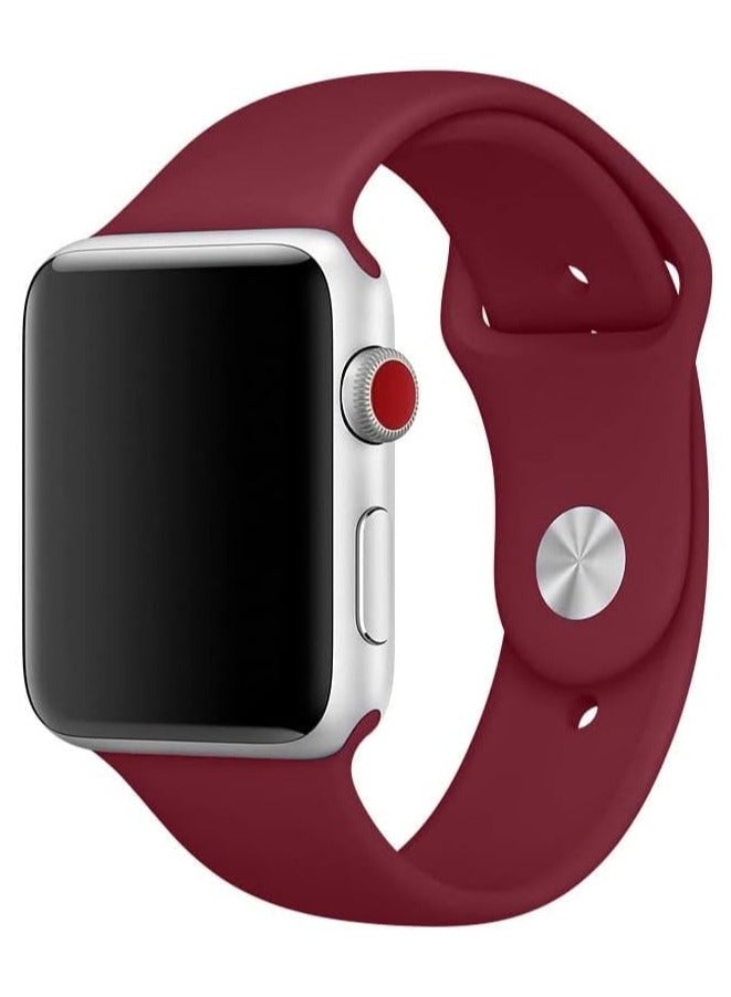 FITIT Bands for Apple Watch Band match with any Apple Watch Series 3 and Above (41mm 38mm and 40mm cases), Soft Silicone Sport Replacement Strap, Maroon.