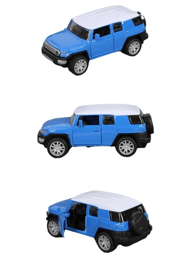 5 Piece Blue Alloy Die Cast Car Set with Openable Doors and Pull Back Function Ideal Model Cars for Kids