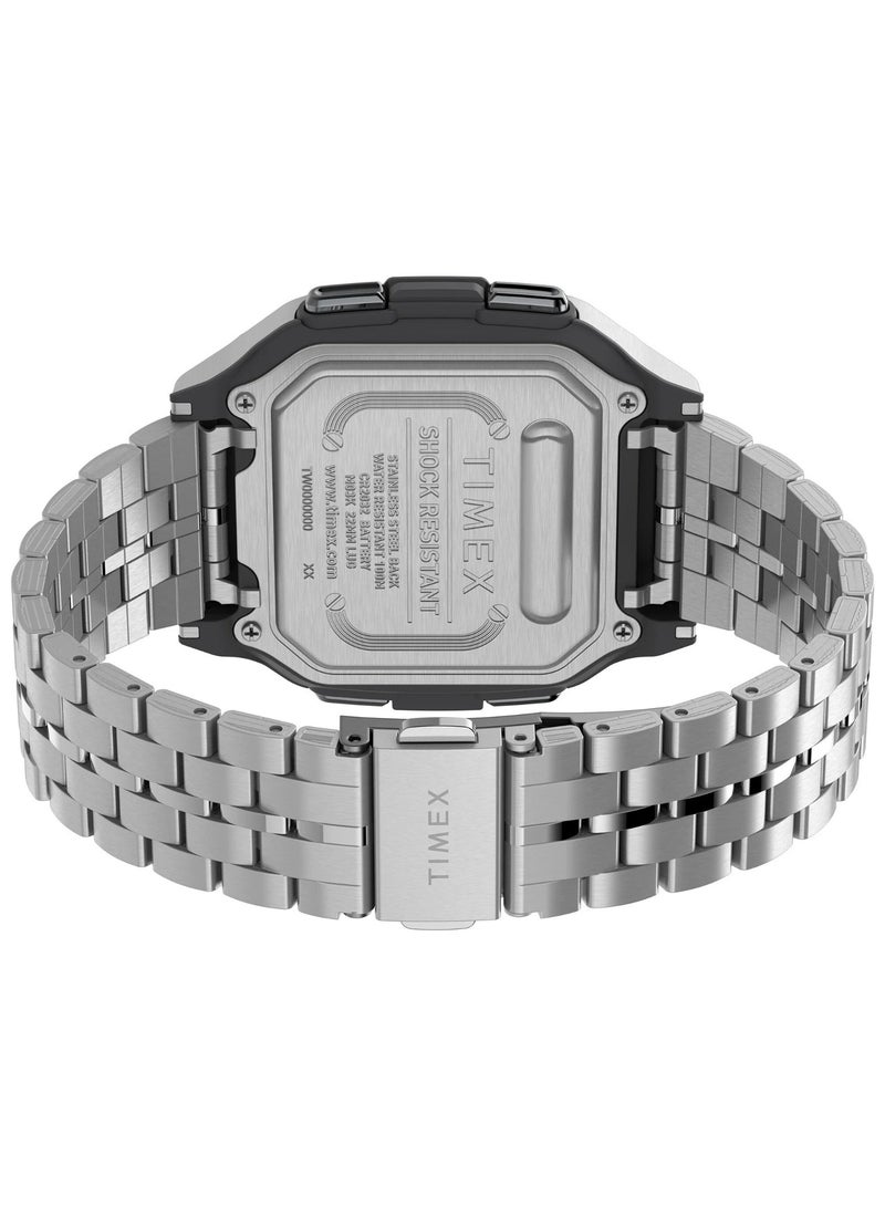 Timex Resin Digital Men's Watch With Silver Stainless Steel TW2U17000