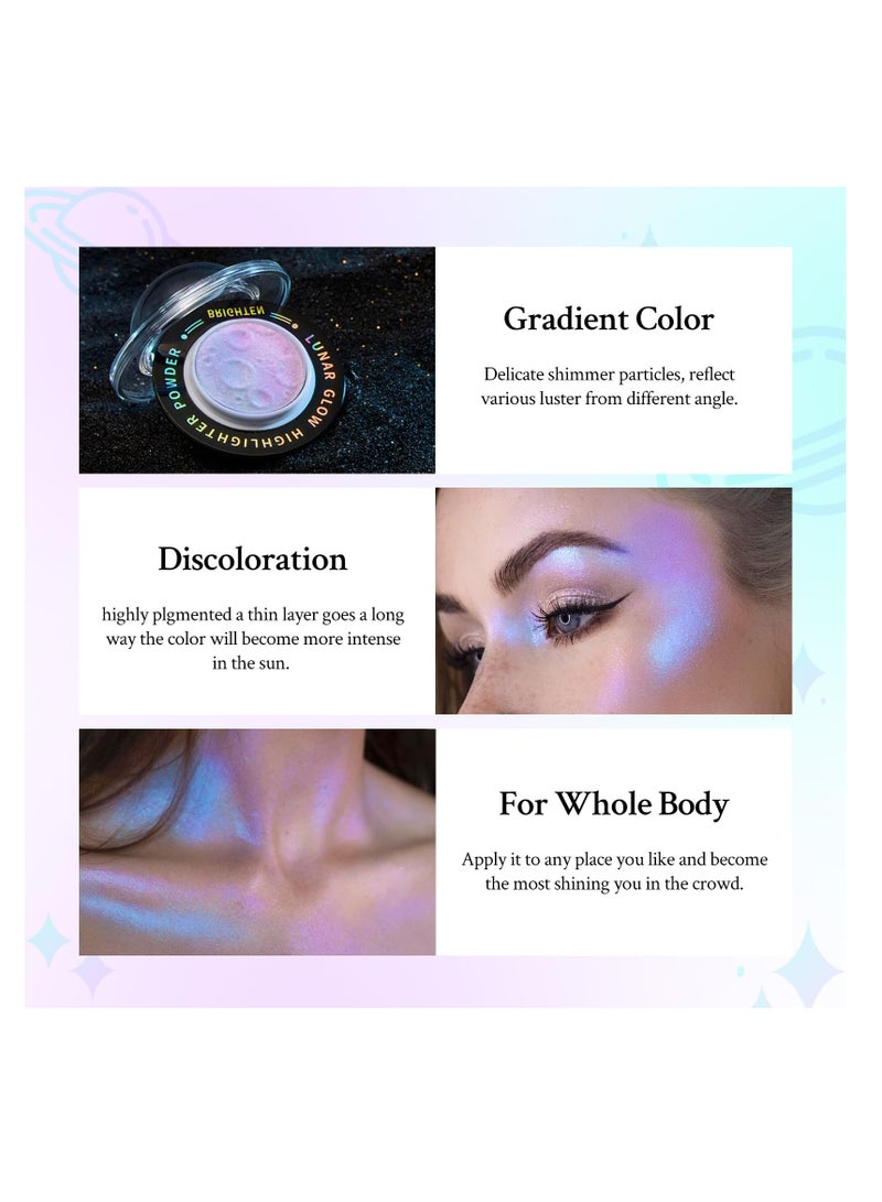 Face Highlighter Palette, Multichrome Glitter Highlighter Waterproof Long-Lasting Makeup, Brightens Face Complexion Contour, Inner Corner Eye Highlighter Illuminator, Silky Creamy Mineral Eyeshadow
