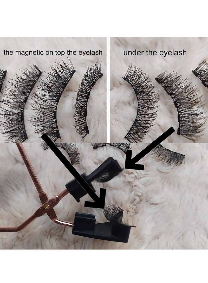 Magnetic False Eyelashes, Dual Magnetic Eyelashes Without Eyeliner or Glue, 3D Reusable Natural Lashes Fake Eyelashes with Applicator 2 Pairs Pack