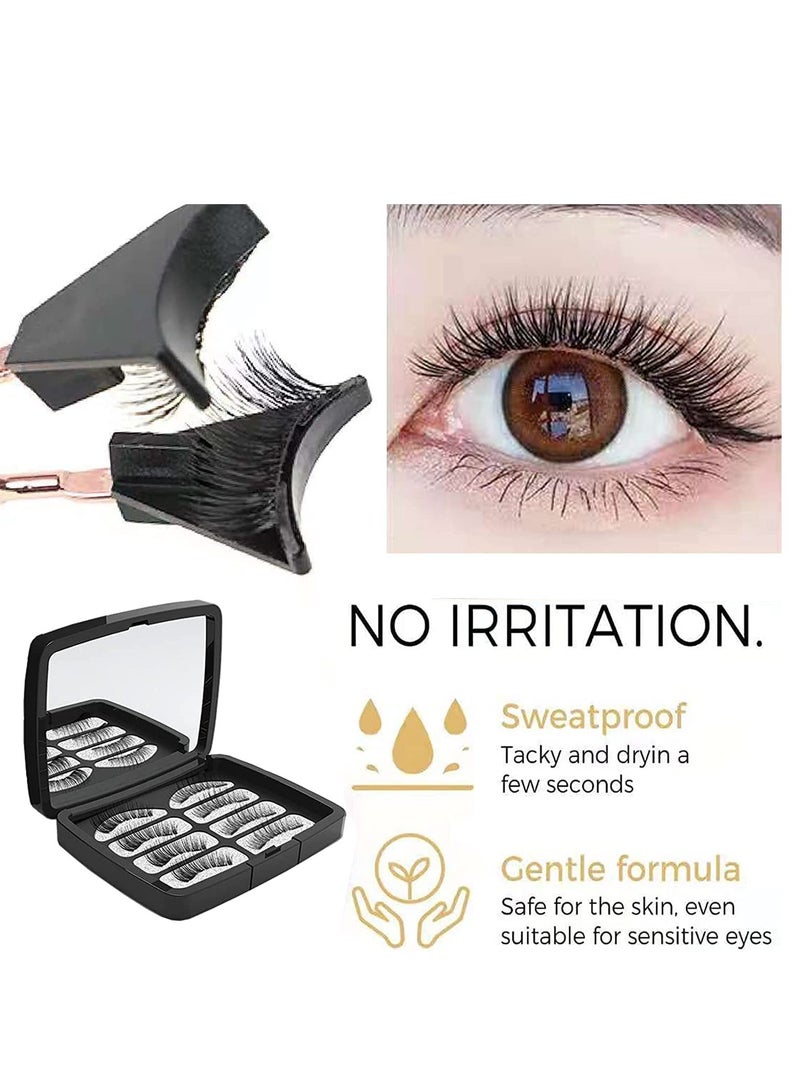Magnetic False Eyelashes, Dual Magnetic Eyelashes Without Eyeliner or Glue, 3D Reusable Natural Lashes Fake Eyelashes with Applicator 2 Pairs Pack