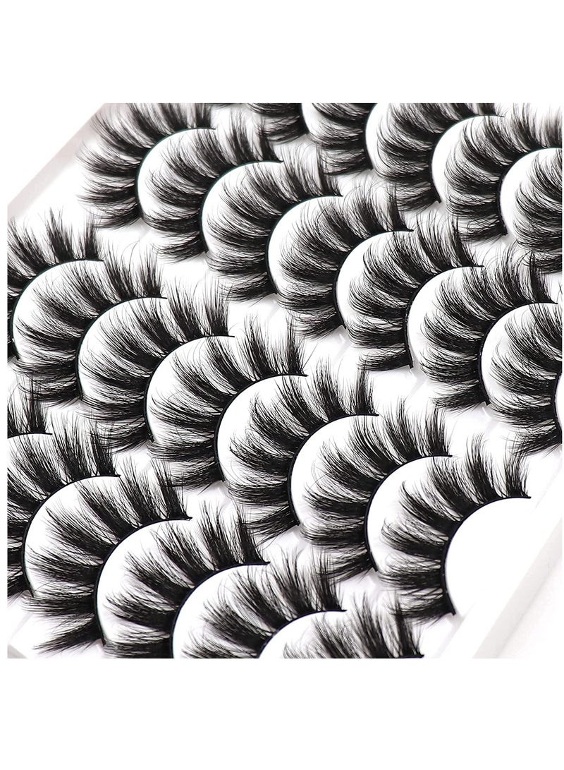 False Eyelashes 20mm Faux Mink Lashes Long Dramatic 5D Fluffy Natural Look Fake Lashes for Makeup 14 Pairs