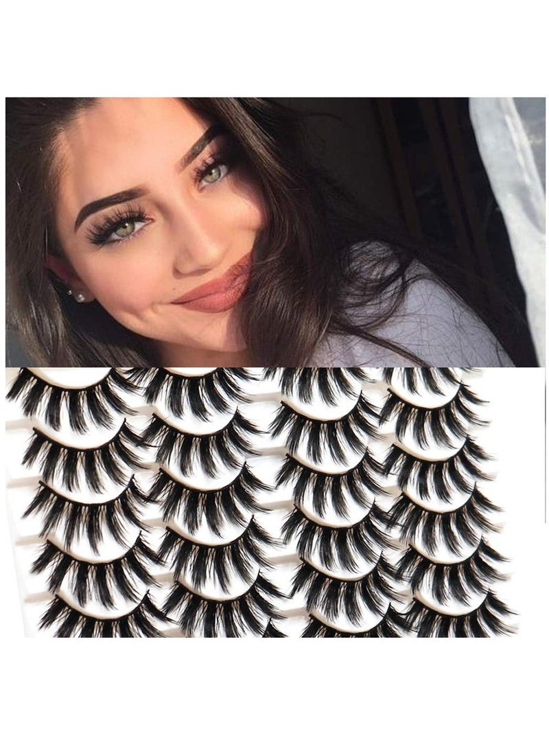 False Eyelashes 20mm Faux Mink Lashes Long Dramatic 5D Fluffy Natural Look Fake Lashes for Makeup 14 Pairs