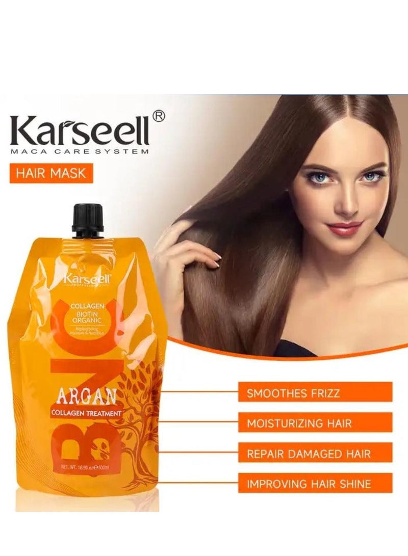 Karseell BNC Collagen Hair Treatment Mask - Deep Repair Conditioning Argan Oil Collagen Hair Mask Essence For Dry & Damaged Hair - 16.90 oz 500ml