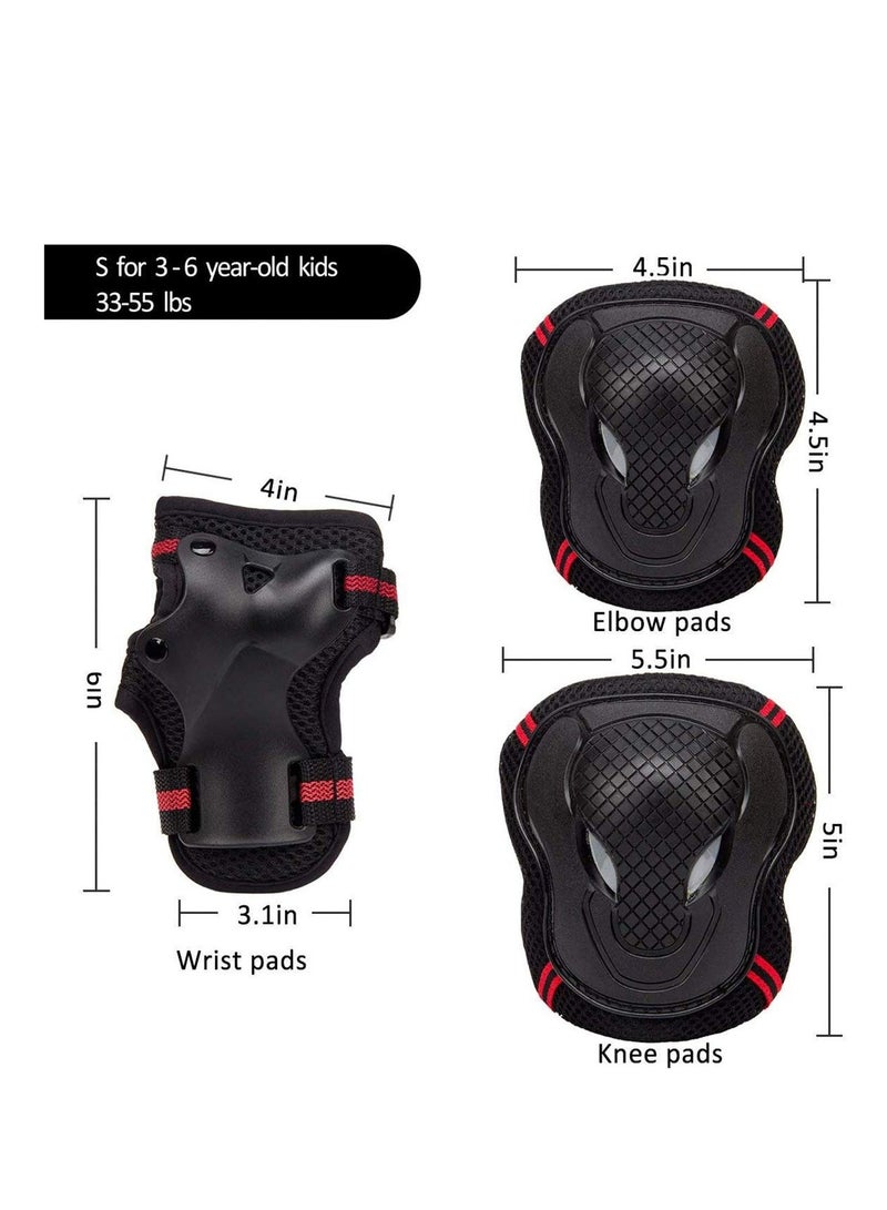 6 Pcs Knee Pads And Elbow Pads For Children, Kids Knee Elbow Wrist Protective Guard Pads, Inline Skating Scooter Rollerblade Cycling Skateboard Protective Gear Set for Boys and Girls