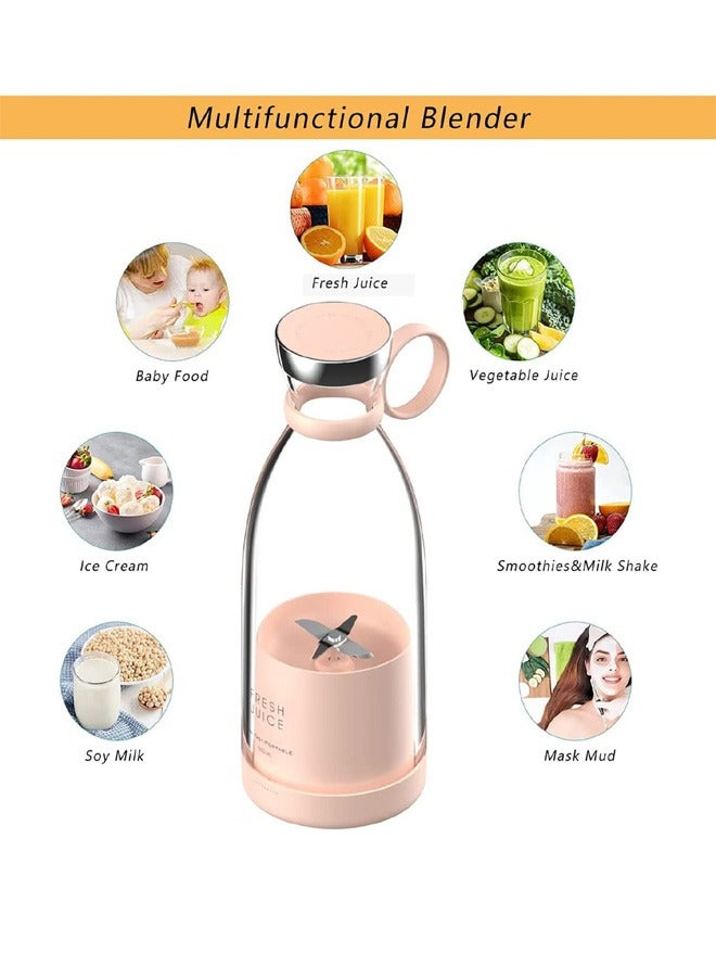 Portable Blender Electric Blender Bottle Juicer Cup Personal Blender for Shakes and Smoothies Mini Juicer Wireless Fruit Blenders Bottle Travel School Kitchen Juice Maker