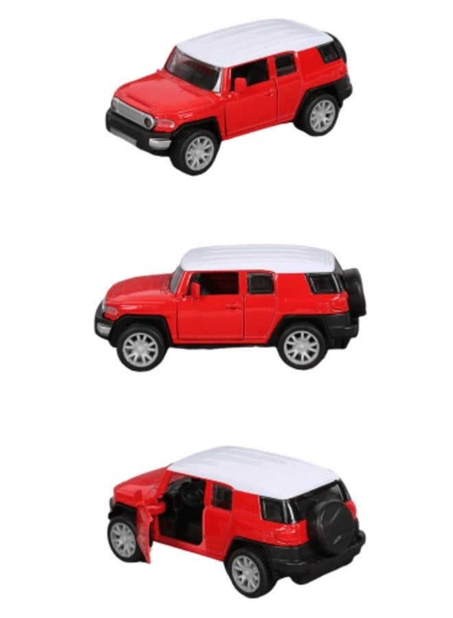 5 Piece Red Alloy Die Cast Car Set with Openable Doors and Pull Back Function Ideal Model Cars for Kids