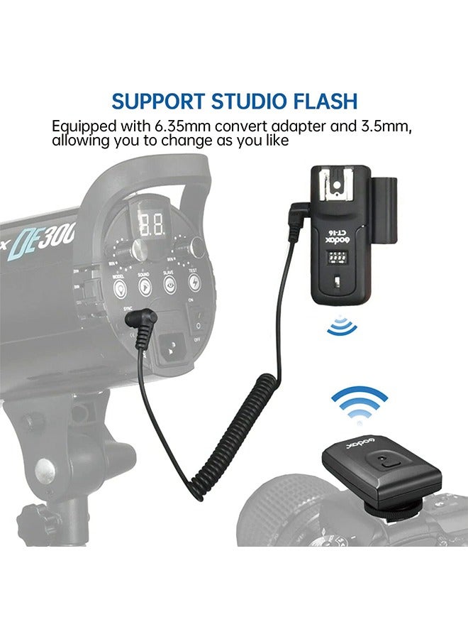 Godox CT-16 Wireless Radio Flash Trigger Receiver Kit,Fit Compatible for Canon Nikon Pentax DSLR Camera Studio 3-in-1 Flash Transmitter and Receiver