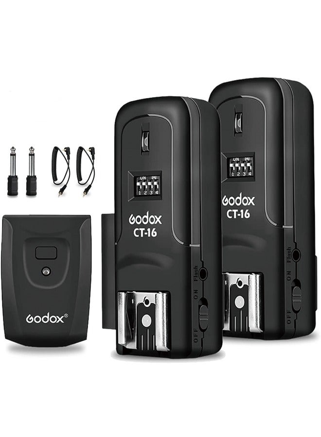 Godox CT-16 Wireless Radio Flash Trigger Receiver Kit,Fit Compatible for Canon Nikon Pentax DSLR Camera Studio 3-in-1 Flash Transmitter and Receiver