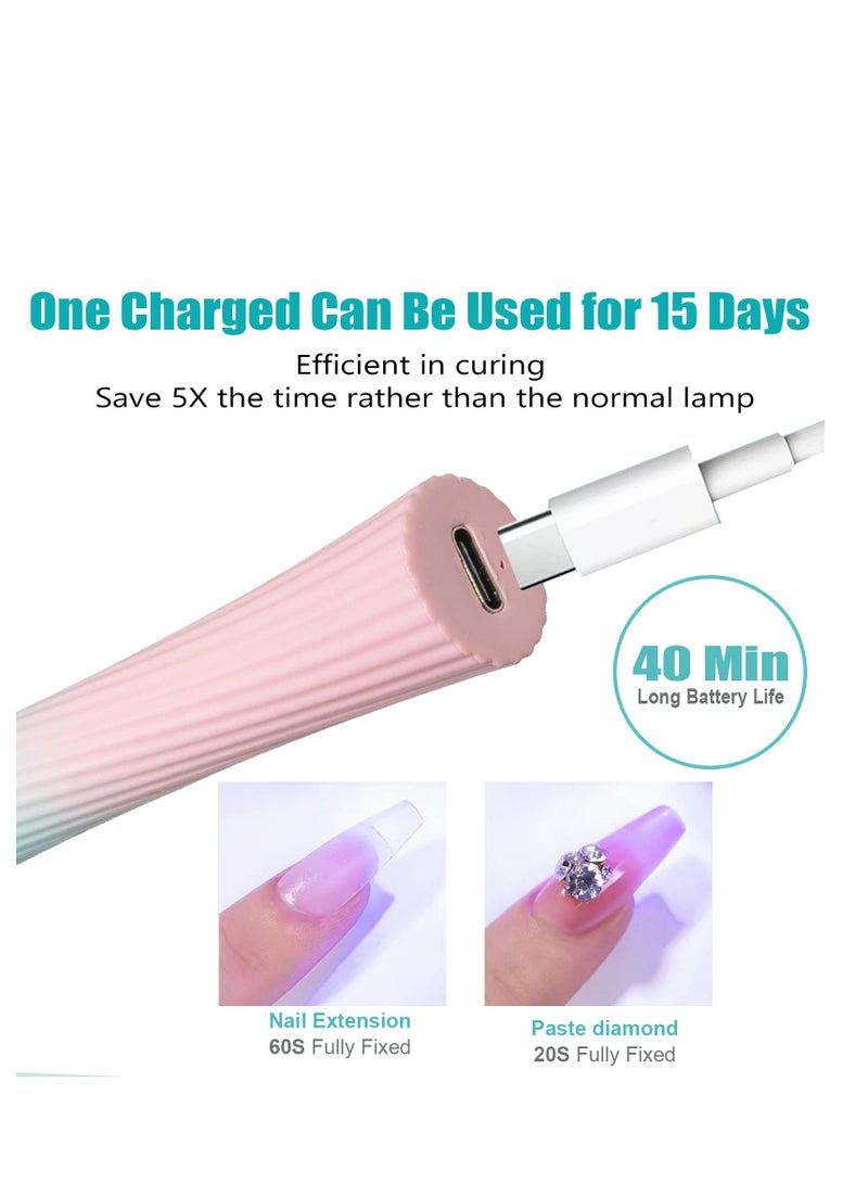 Mini UV Nail Lamp for Gel Nails Handheld UV Light for Nails Portable Led Nail Lamp 3W Nail Dryer for Curing Gel Polish Nail Glue Gel USB Nail Light Flashlight for Home DIY Manicure