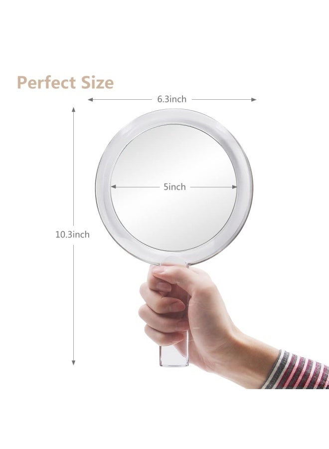 Double Sided 1X - 7X Magnification Hand Held Makeup Mirror With Stand Clear 7X