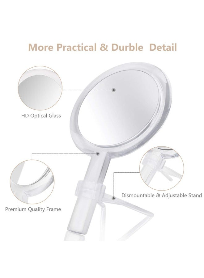 Double Sided 1X - 7X Magnification Hand Held Makeup Mirror With Stand Clear 7X