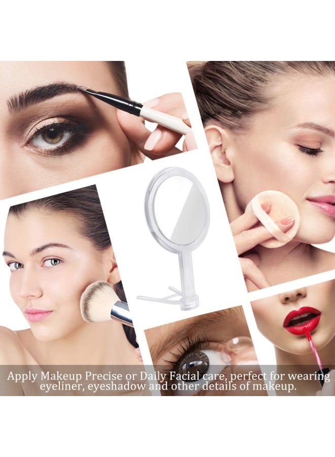 Double Sided 1X - 7X Magnification Hand Held Makeup Mirror With Stand Clear 7X