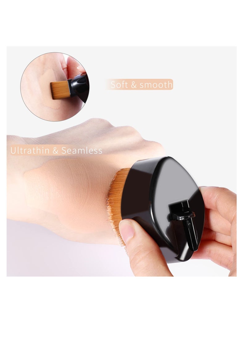 Retractable Flat Foundation Brush, Liquid Foundation Brush, Flat Makeup Brush for Liquid Makeup with Cover, Cream Contour Brush for Cream Makeup, Sunscreen Applicator, Black
