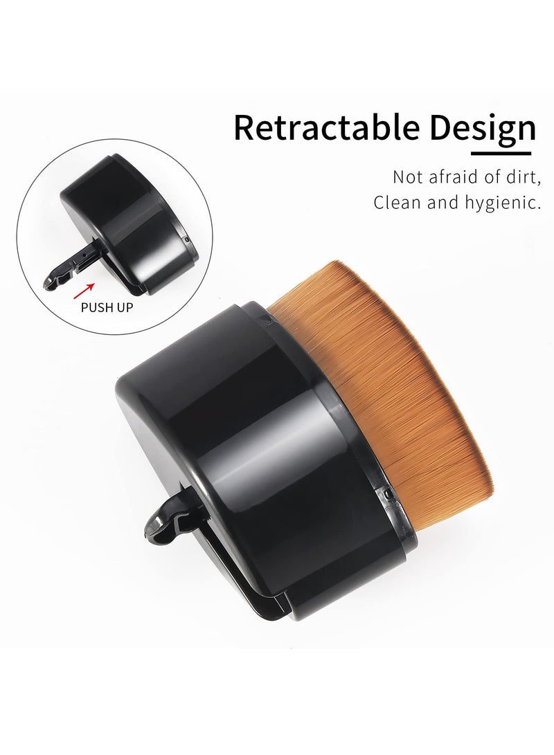 Retractable Flat Foundation Brush, Liquid Foundation Brush, Flat Makeup Brush for Liquid Makeup with Cover, Cream Contour Brush for Cream Makeup, Sunscreen Applicator, Black
