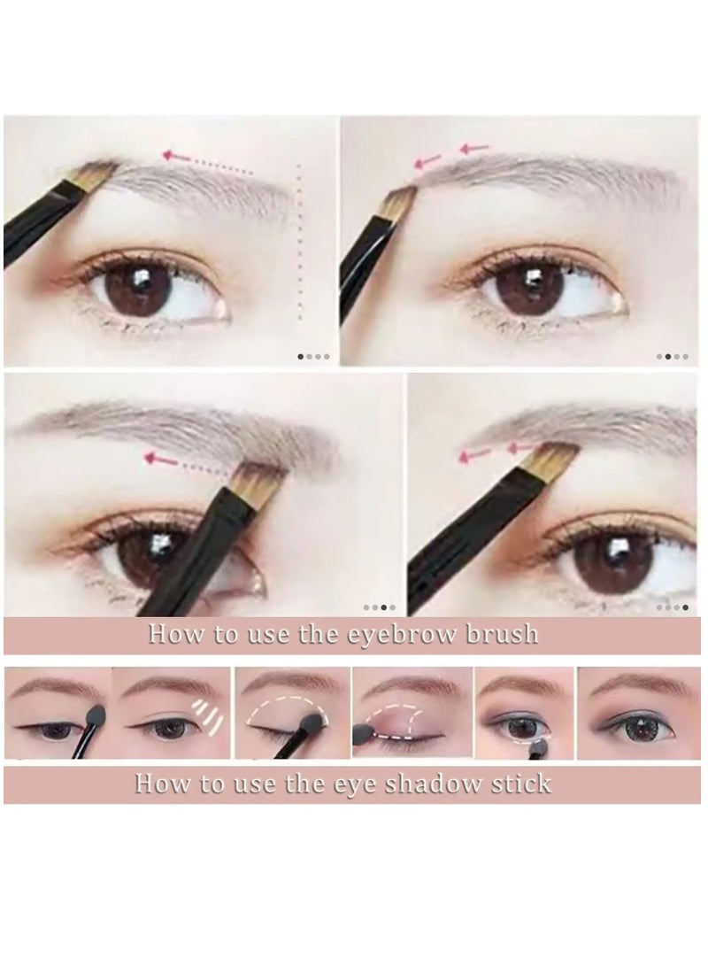 50 Pcs Mini Eye Shadow Applicator, Dual Sides Eyeshadow Sponge Brushes with Eyebrow Brushes Sets, Portable Eye Makeup Applicators Cosmetic Brush for Women Girls