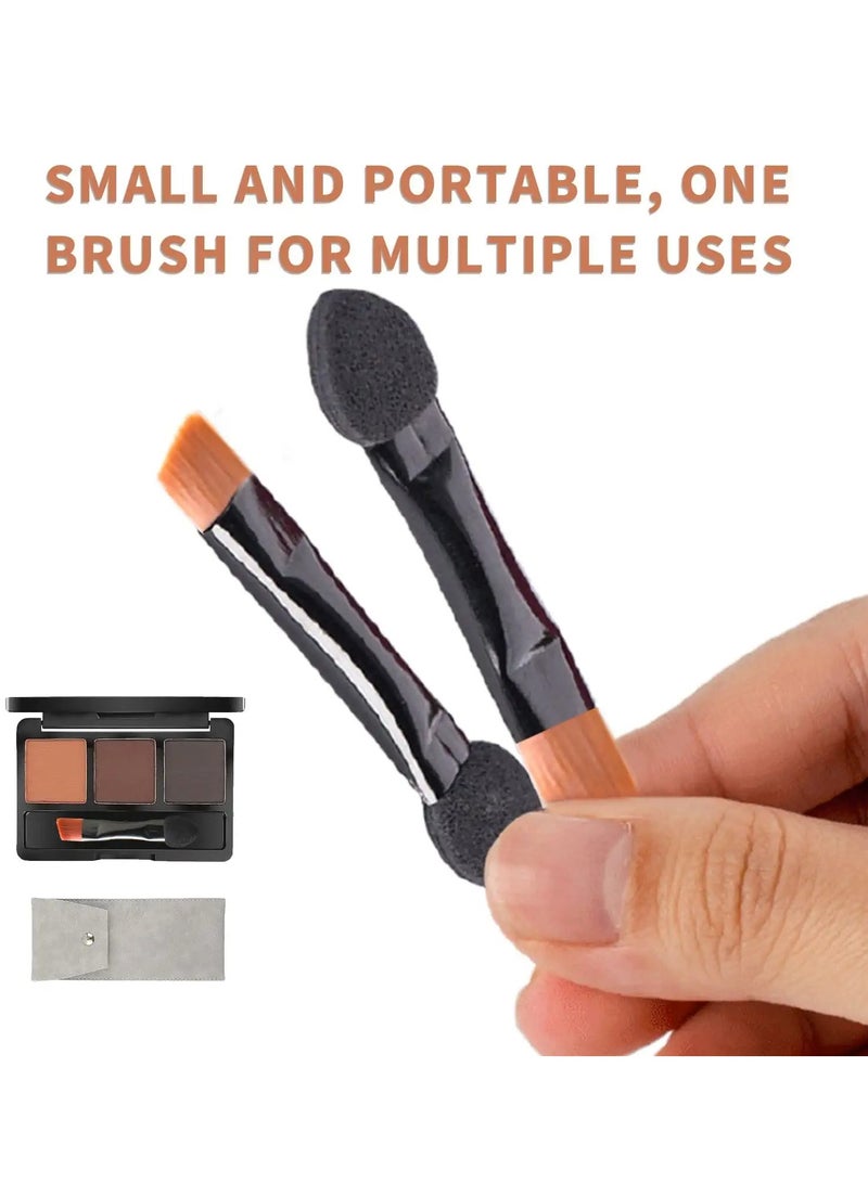 50 Pcs Mini Eye Shadow Applicator, Dual Sides Eyeshadow Sponge Brushes with Eyebrow Brushes Sets, Portable Eye Makeup Applicators Cosmetic Brush for Women Girls