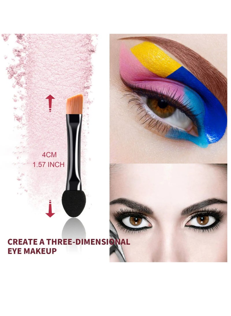 50 Pcs Mini Eye Shadow Applicator, Dual Sides Eyeshadow Sponge Brushes with Eyebrow Brushes Sets, Portable Eye Makeup Applicators Cosmetic Brush for Women Girls