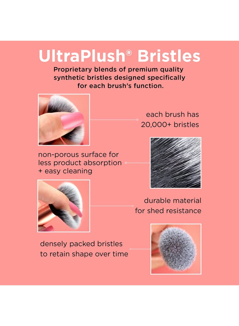 4-Piece Face Makeup Brush Set with Synthetic Bristles for Blending & Buffing Concealer, Foundation, & Contour; Compatible with Liquid, Cream & Powder Products.