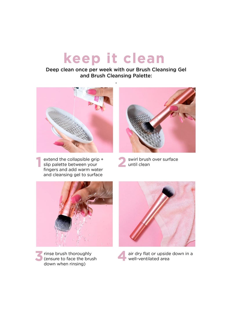 4-Piece Face Makeup Brush Set with Synthetic Bristles for Blending & Buffing Concealer, Foundation, & Contour; Compatible with Liquid, Cream & Powder Products.