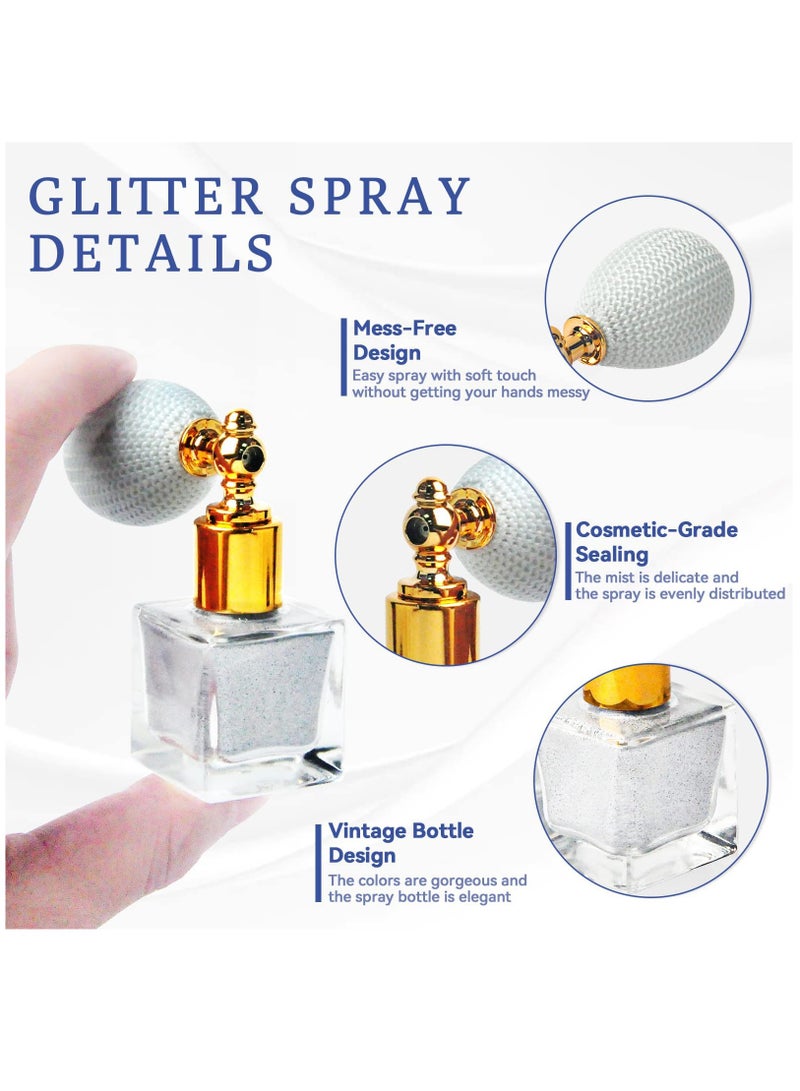 Body Glitter Spray, white orange, and Gold glitter Powder, Shimmer Highlighter Loose Powder Glitter Makeup for Body Face Hair Clothes Nail Art Craft Design(1 bottle spray + 2 spare bottles)