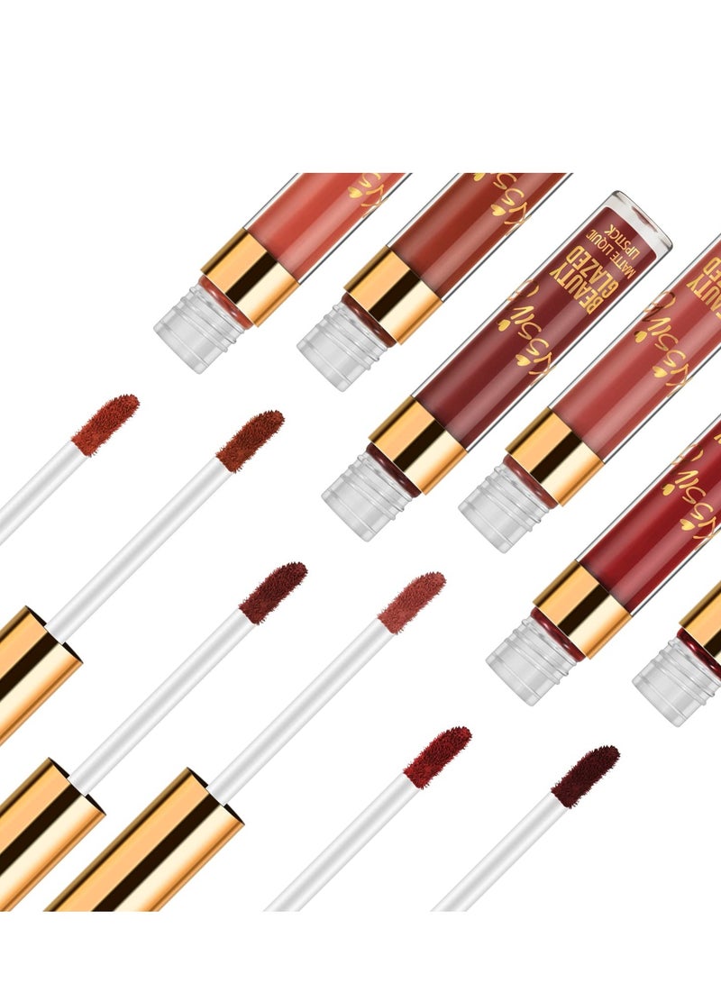 Matte Liquid Lipstick Set, 6PCS Excellent Long Lasting & Waterproof Sweatproof Summer Proof Lip Gloss, Beauty Cosmetics Makeup Set, Lightweight Professional Moisturizing Makeup Lips Gift Kit