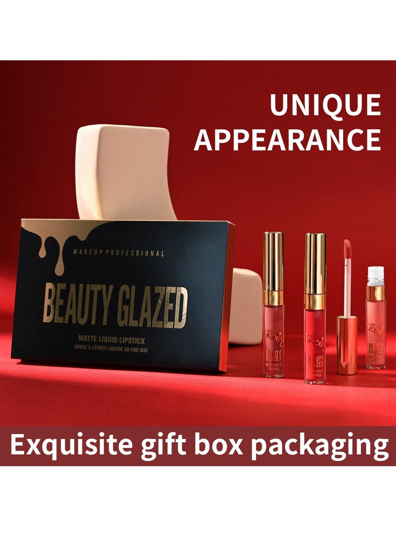 Matte Liquid Lipstick Set, 6PCS Excellent Long Lasting & Waterproof Sweatproof Summer Proof Lip Gloss, Beauty Cosmetics Makeup Set, Lightweight Professional Moisturizing Makeup Lips Gift Kit