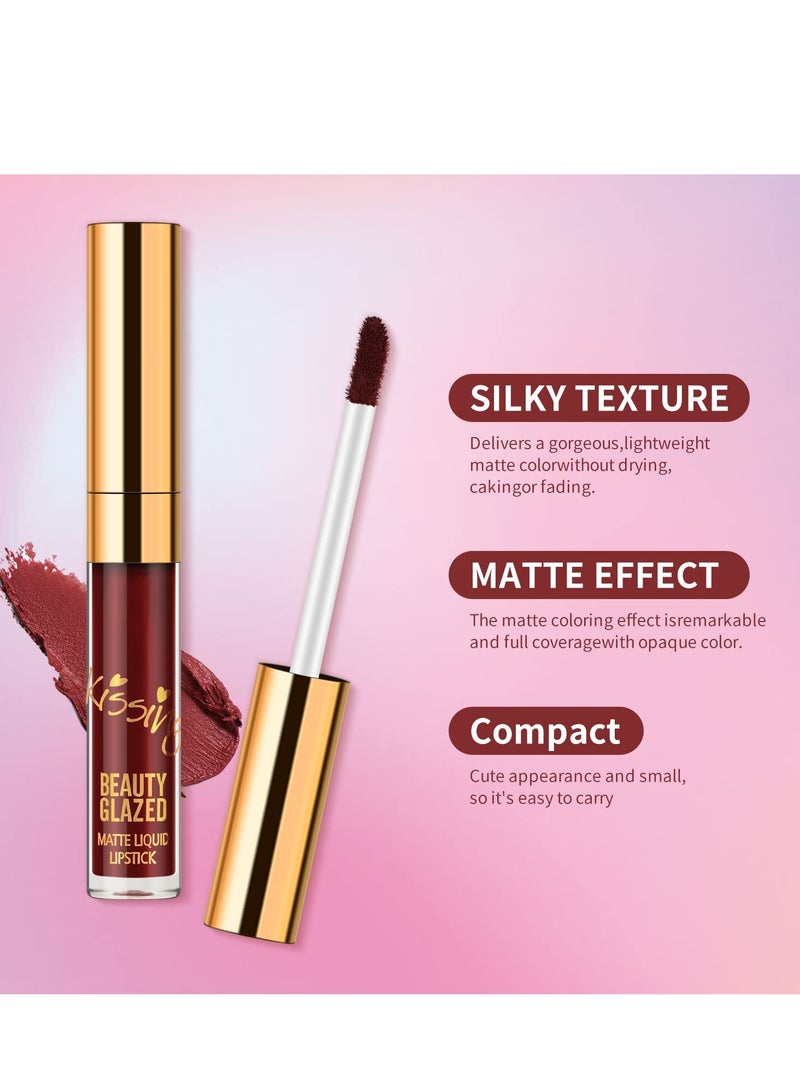 Matte Liquid Lipstick Set, 6PCS Excellent Long Lasting & Waterproof Sweatproof Summer Proof Lip Gloss, Beauty Cosmetics Makeup Set, Lightweight Professional Moisturizing Makeup Lips Gift Kit