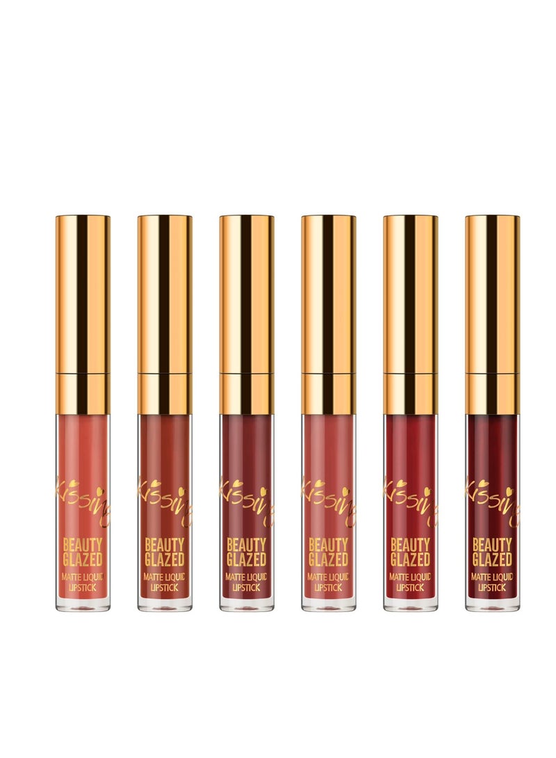 Matte Liquid Lipstick Set, 6PCS Excellent Long Lasting & Waterproof Sweatproof Summer Proof Lip Gloss, Beauty Cosmetics Makeup Set, Lightweight Professional Moisturizing Makeup Lips Gift Kit
