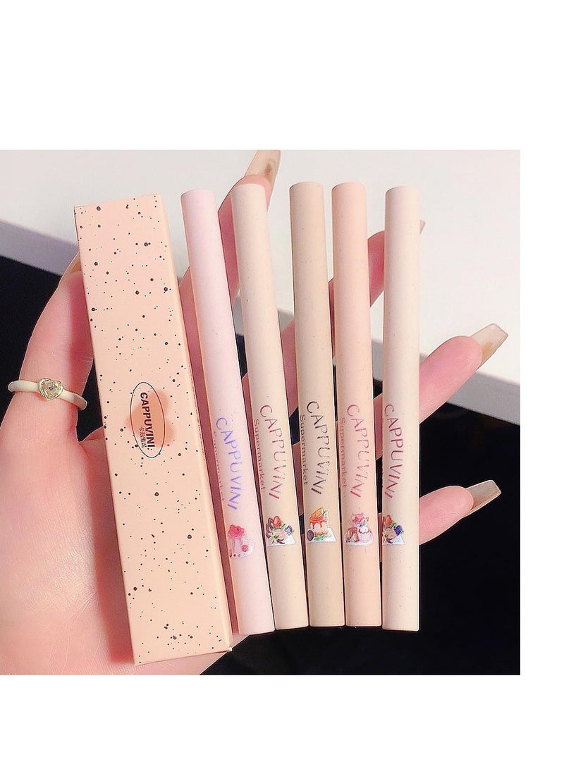 Matte Lip Liner Pencil Set 5 Colors Smooth Lip Liner Long-Lasting Waterproof Nude Liner Pencil for Defining & Filling Lips