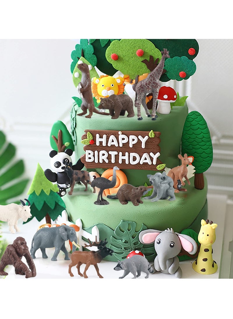 Forest Animals Figures, 18 Piece Set of Safari Animal Toys, Woodland Creatures Figurines, Miniature Toys for Cake Decorating, Birthday Gift for Children