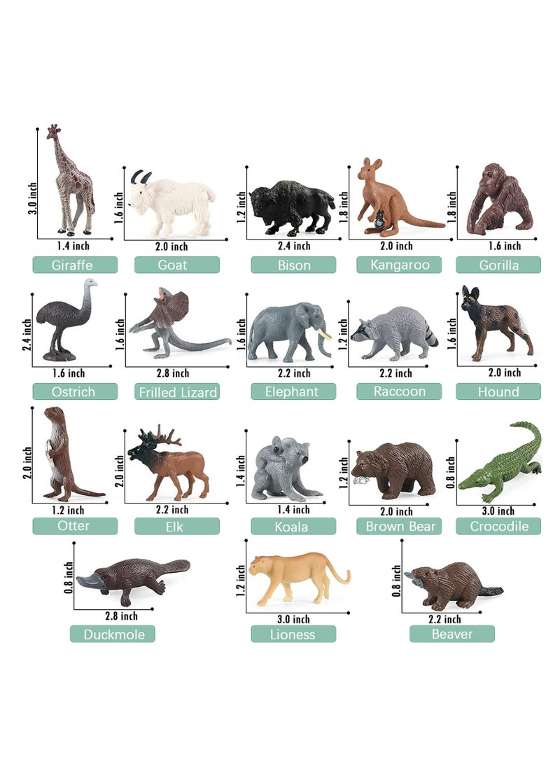 Forest Animals Figures, 18 Piece Set of Safari Animal Toys, Woodland Creatures Figurines, Miniature Toys for Cake Decorating, Birthday Gift for Children