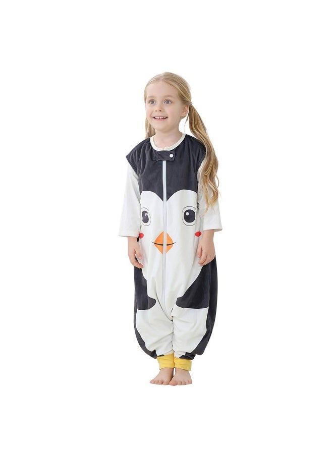 Michley Baby Unisex Sleeveless Sleeping Bag With Feet Autumn Winter Sleeping Sack Polyester Wearable Blankets For Toddler  Penguin  3-5T