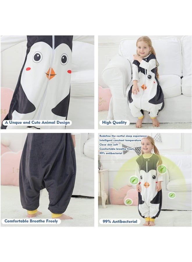 Michley Baby Unisex Sleeveless Sleeping Bag With Feet Autumn Winter Sleeping Sack Polyester Wearable Blankets For Toddler  Penguin  3-5T