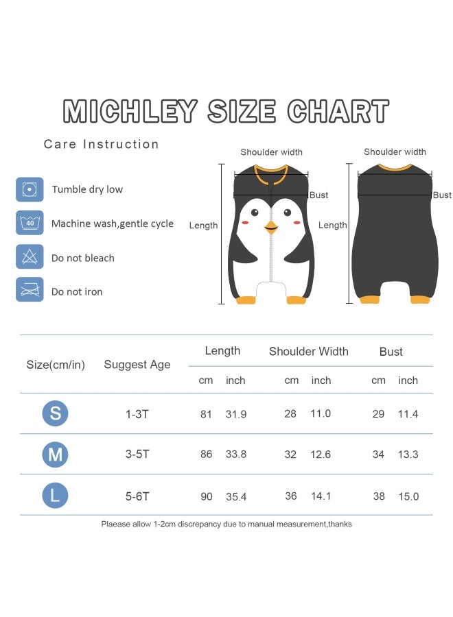 Michley Baby Unisex Sleeveless Sleeping Bag With Feet Autumn Winter Sleeping Sack Polyester Wearable Blankets For Toddler  Penguin  3-5T