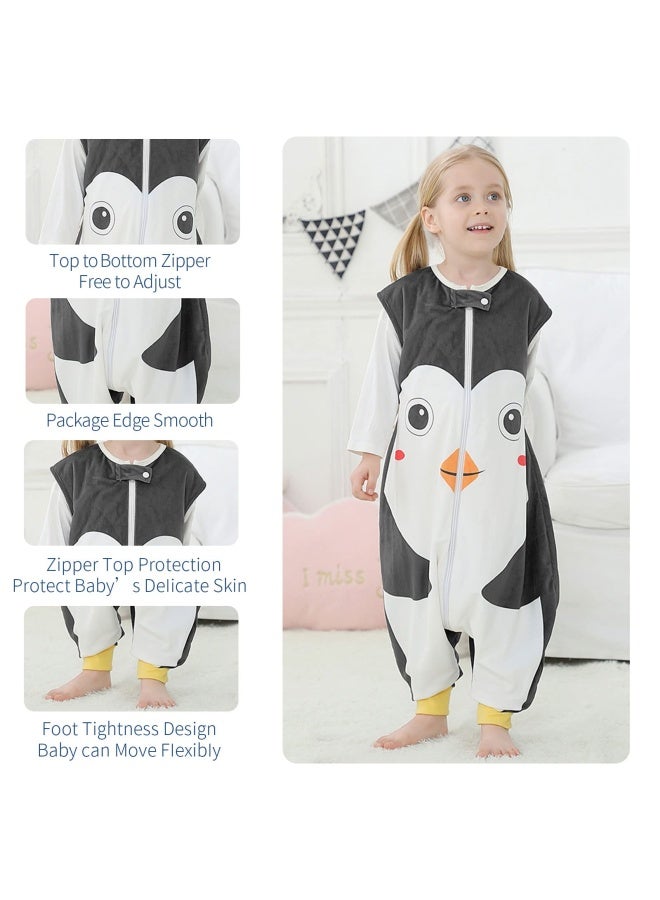 Michley Baby Unisex Sleeveless Sleeping Bag With Feet Autumn Winter Sleeping Sack Polyester Wearable Blankets For Toddler  Penguin  3-5T