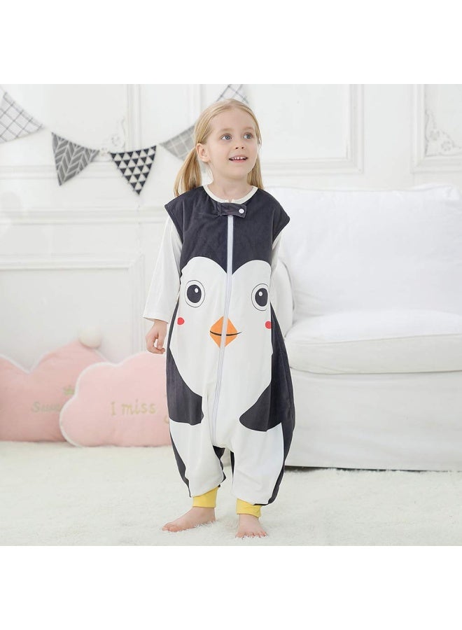 Michley Baby Unisex Sleeveless Sleeping Bag With Feet Autumn Winter Sleeping Sack Polyester Wearable Blankets For Toddler  Penguin  3-5T