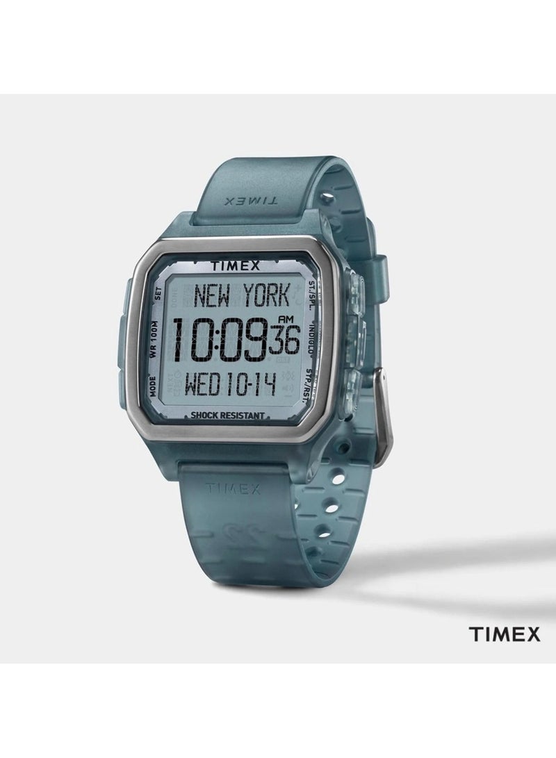 Timex Resin Digital Men's Watch With Blue Silicone TW2U56500