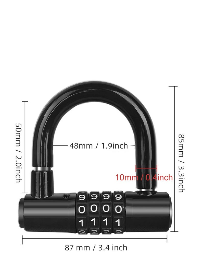 Bike Lock, Heavy Duty Outdoor Waterproof Lock with Resettable Code, Digit Combination Padlock, 4 Digit Code Lock Anti Theft for Gates, Mountain Bike, Scooter Gym, School, Shed Lockers