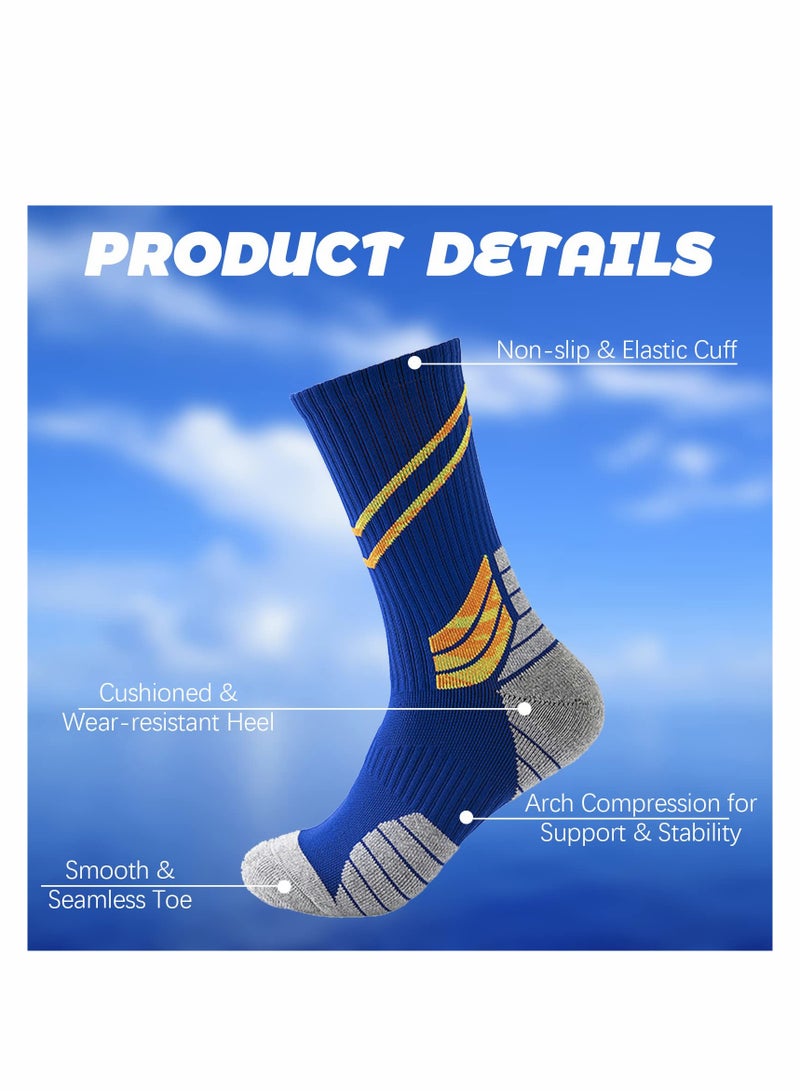 6 Pack Compression Sports Socks for Men & Women - Thick Cushioned Quarter Crew Socks for Running, Cycling, Hiking & Gym