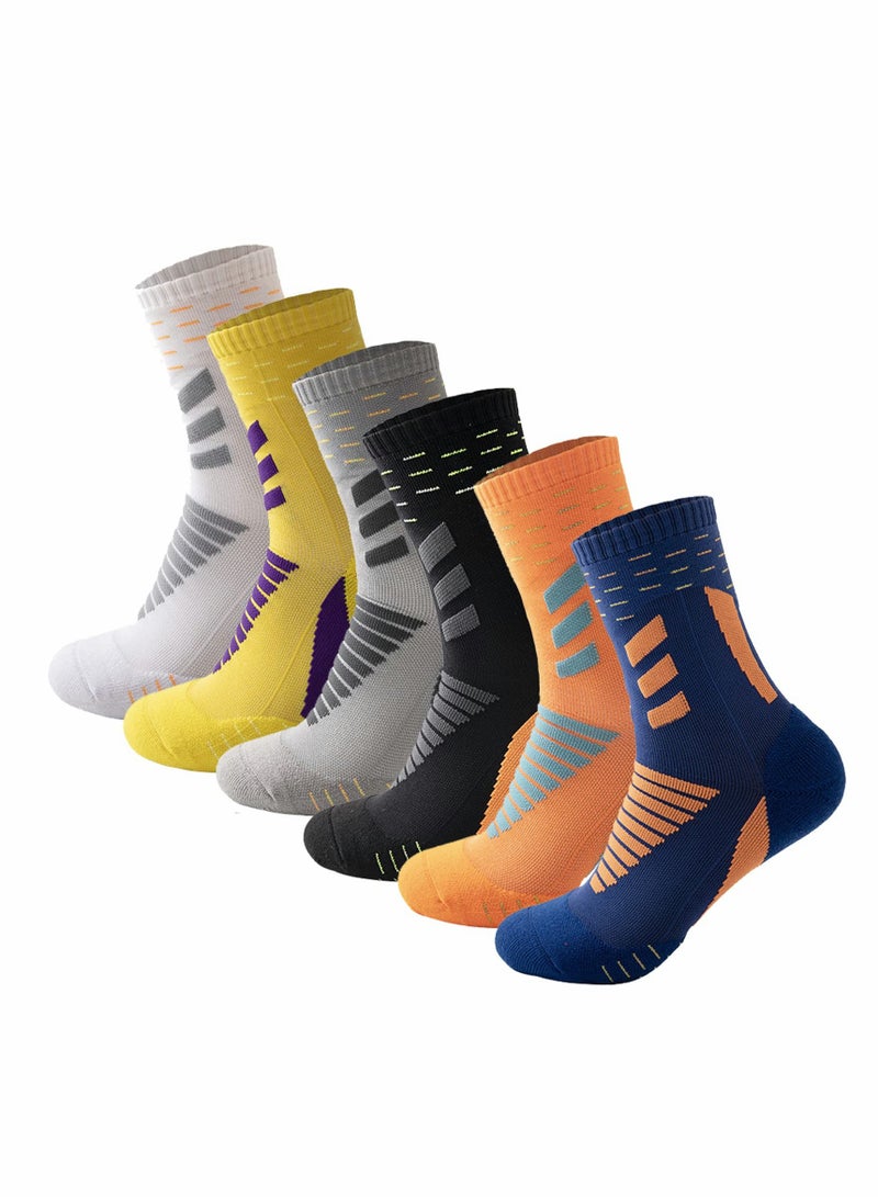 6 Pack Compression Sports Socks for Men & Women - Thick Cushioned Quarter Crew Socks for Running, Cycling, Hiking & Gym