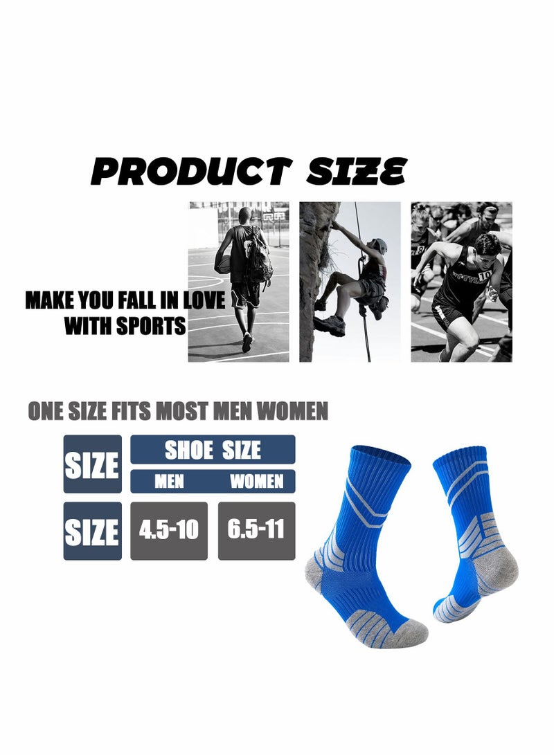 6 Pack Compression Sports Socks for Men & Women - Thick Cushioned Quarter Crew Socks for Running, Cycling, Hiking & Gym