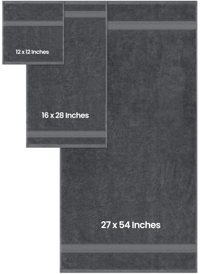 Premium 8 Piece Towel Set  Grey  - 2 Bath Towels  2 Hand Towels And 4 Washcloths Cotton Hotel Quality Super Soft And Highly Absorbent