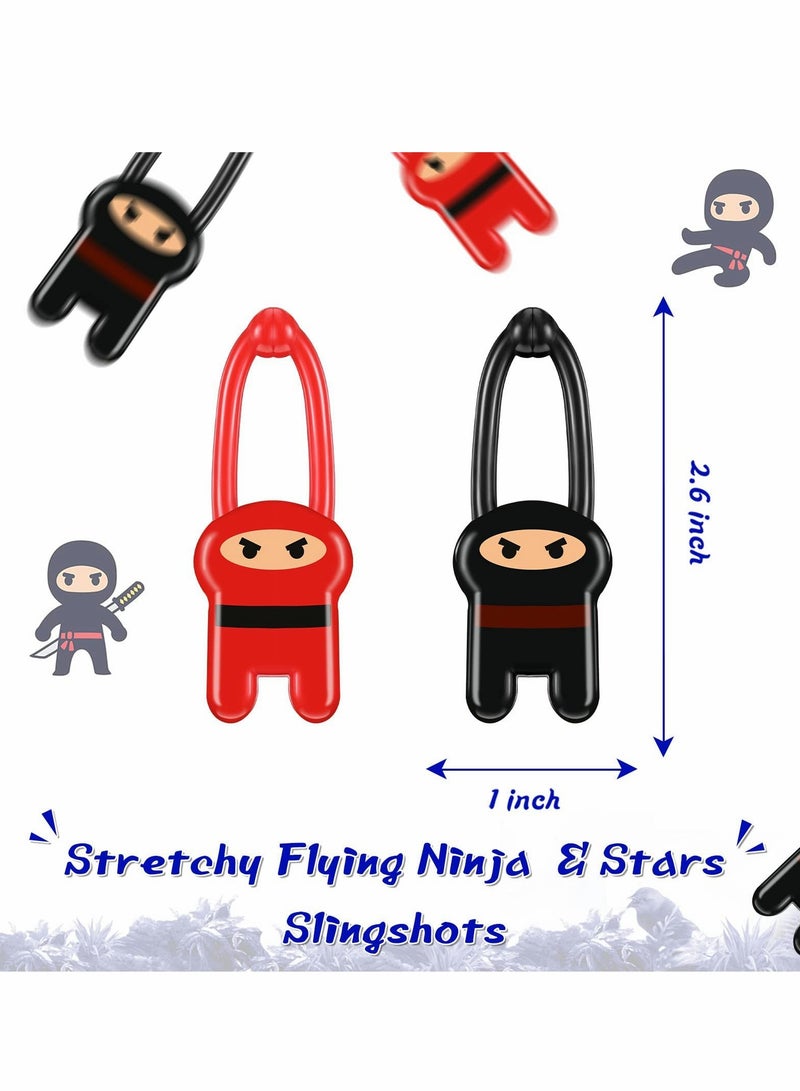 Stretchy Flying Ninjas Stretchable Funny Finger Ninja Slingshot Toys Elastic Stretchy Flying Slingshot Ninja Toys Red and Black Ninja Party Favors for Ninja Kids Birthday Favor Supplies 48Pcs