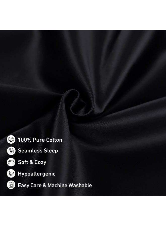 Cotton Body Pillow Cover  800 Thread Count  Ultra Soft And Breathable Body Pillowcase For Adults Pregnant Women  Envelope Closure  21 X 54  Long Pillow Case  Black 21 X 54